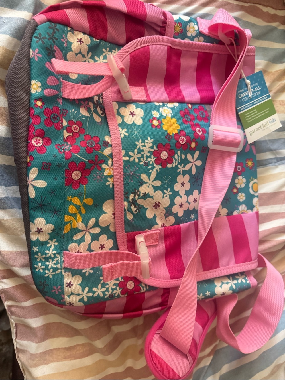 Garnet Hill Pink & Teal Floral Kids Crossbody